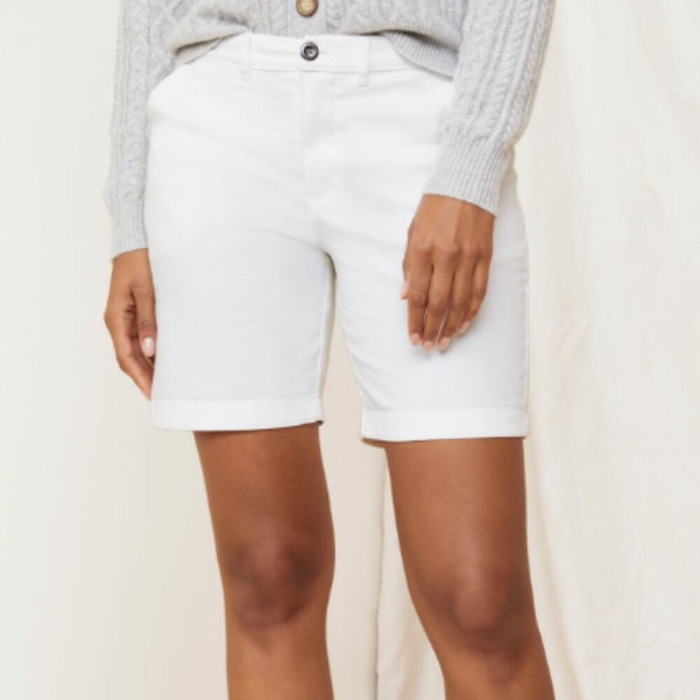 Garnet Hill Size 12 Salt-Washed Everyday Chino Shorts in White